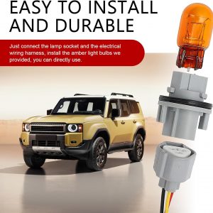 1 juego de bombilla de iluminación para automóvil, juego de arnés de cableado de zócalo de bombilla de luz de señal de giro, interfaz estándar de reemplazo 26243-5HA0A, compatible con Toyota
