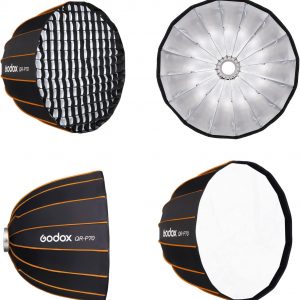 GODOX QR-P70 - Caja de luz parabólica de 27.5 pulgadas / 27.6 in, montaje Bowens, caja de luz parabólica de liberación rápida, con difusor frontal e interior y rejilla SL-60W AD600BM VL150 UL150