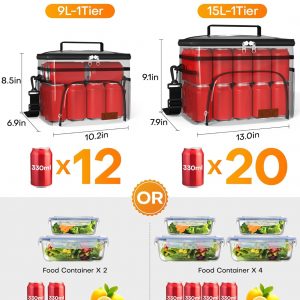 HOTOR Insulated Lunch Box for Men & Women - Leak-Proof Cooler Lunch Bag with 4 Pockets, Adjustable Strap, Ideal for Work, Picnic, Travel - Medium, Black, 10.2"×6.9"×8.5"
