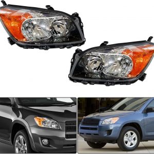 labwork - Conjunto de faros delanteros de repuesto para Toyota Rav4 2009-2012, proyector negro, set para lado del conductor y del pasajero