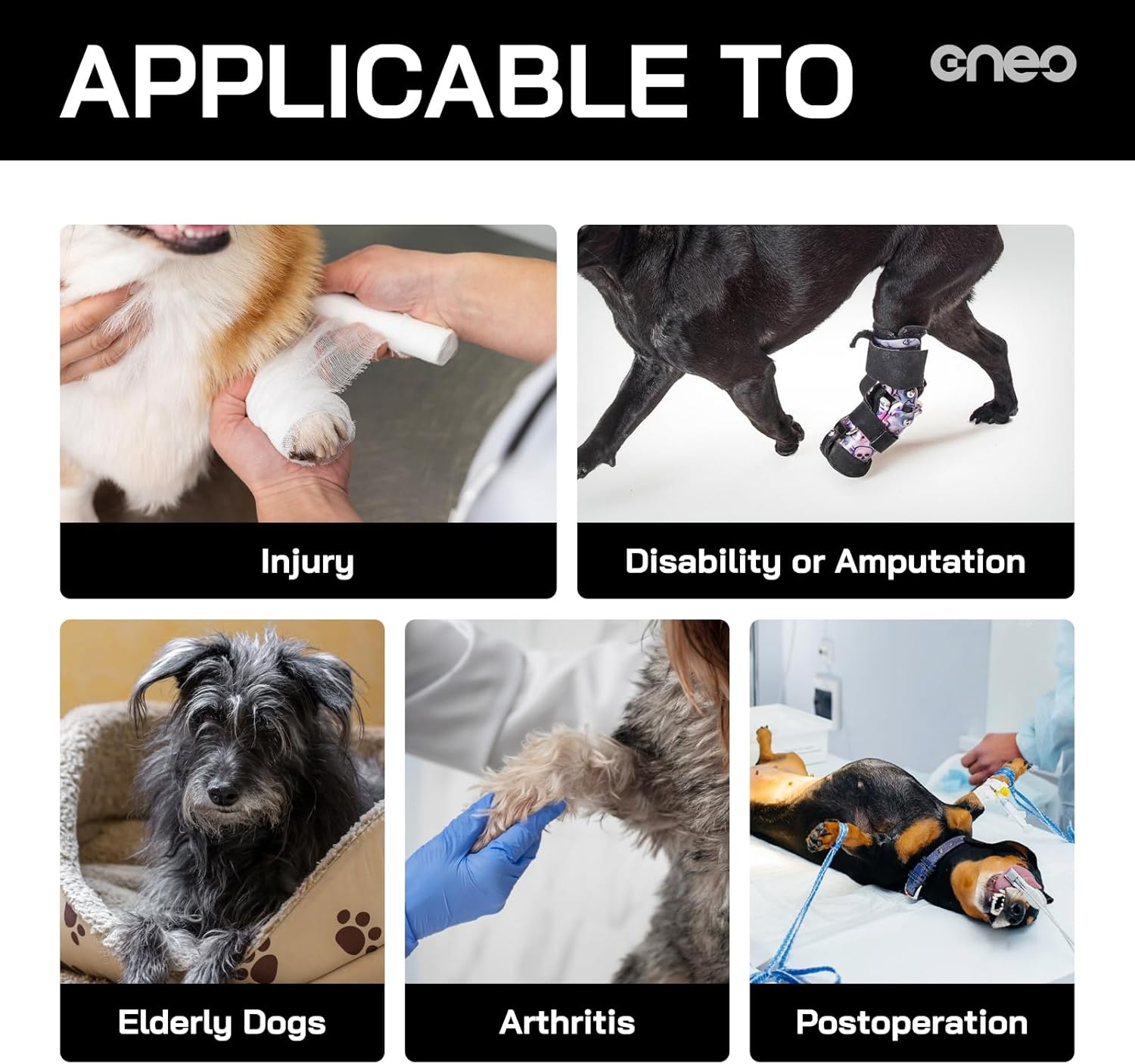 Arnés de elevación Cneo para perros, cabestrillo para perros medianos y grandes, arnés ajustable para perros para patas traseras, arnés para mascotas con diseño cómodo y acolchado para perros ancianos
