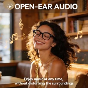 AI Smart Glasses with Camera, 8MP HD Camera Glasses for Men,Women, AI Recording Glasses with Voice Assistant,Open-Ear Audio,Real-Time Translation,Video Recording Sunglasses for Life & Work Vlog(Black)