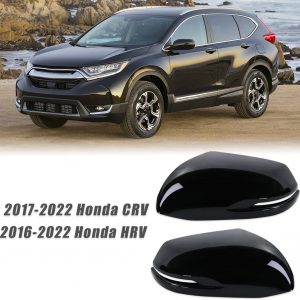 Left and Right Side Mirror Cap Covers With Trun Signal Compatible With 2017-2022 Honda CR-V CRV,2016-2022 Honda HRV HR-V Side Outer Rearview Wing Mirror Cap Black Replace#76201-T1W-A01(2PC)