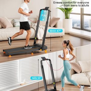Walking Pad with 12% Incline/Adjustable Height, Upgraded 3.5HP Walking Pad with Handle Bar, 4 in 1 Foldable Under Desk Treadmill, Electric Portable Treadmills for Home 350LBS, LED Display
