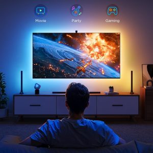Govee TV Backlight 3 Lite Kit, 11.8ft RGBICW Wi-Fi TV LED Strip Lights for 55-65in TVs with Camera and 15 Inches Smart Light Bars with 4-in-1 Light Beads - Works with Alexa & Google Home