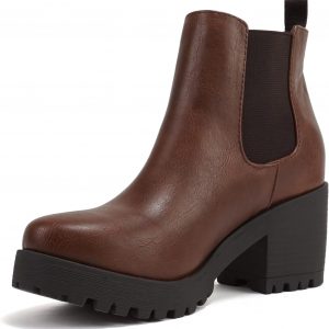 Soda Top Shoes Jaber Ankle Boot W Lug Sole Elastic Gore and Chunky Heel