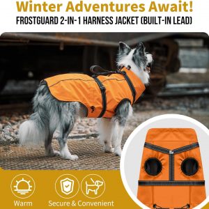 OneTigris Dog Coat with Harness - Reflective Adjustable Coats for Medium and Large Dogs, Waterproof Warm Winter Coat, Soft Heavy Fleece Lining with Back Zipper Dog Jackets