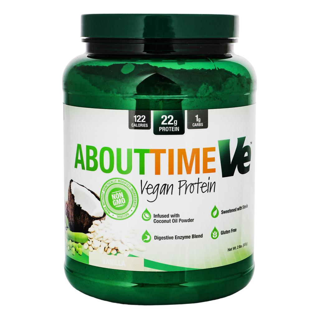 🌸 About Time Vé Proteína Vegana Vainilla 32 oz (Proteína vegetal en polvo · 908 g · Con enzimas digestivas) ✨ Mezcla de proteína vegetal con 22 g de proteína por porción, rica en aminoácidos esenciales y BCAA