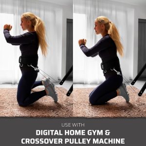 Multi-Attachment Belt for Cable Machine and Smart Home Gym Squats and Hip Thrusts, 5 Attachment Points for Optimal Weight Distribution, 2 Straps (40” & 27”) and 3 Metal Snap Hooks Included