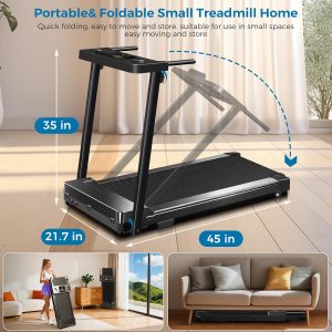 Treadmill with Handles, 2026 Upgraded Small Treadmills Home, Portable Electric Treadmills for Home 300 lbs Capacity,Walking Pad Treadmill,Lightweight Foldable Walking Pad,LED Display