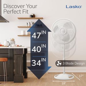 Lasko 2520 Ventilador oscilante de soporte, blanco de 16 pulgadas