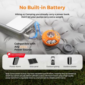 Aerogo GIGA - Bomba de aire para inflables, solo 1 onza ultra mini bomba de colchón de aire portátil para equipo de campamento ultraligero, flotadores de piscina, colchón de aire