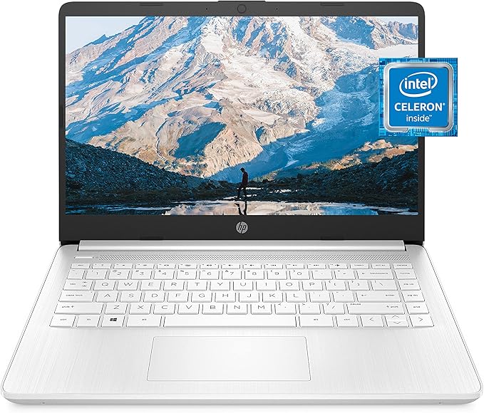 HP 14 portátil, Intel Celeron N4020, 4 GB de RAM, 64 GB de almacenamiento, pantalla Micro-edge HD de 14 pulgadas, Windows 11 Home, delgada y portátil, gráficos 4K, un año de Microsoft 365 (14-dq0040nr