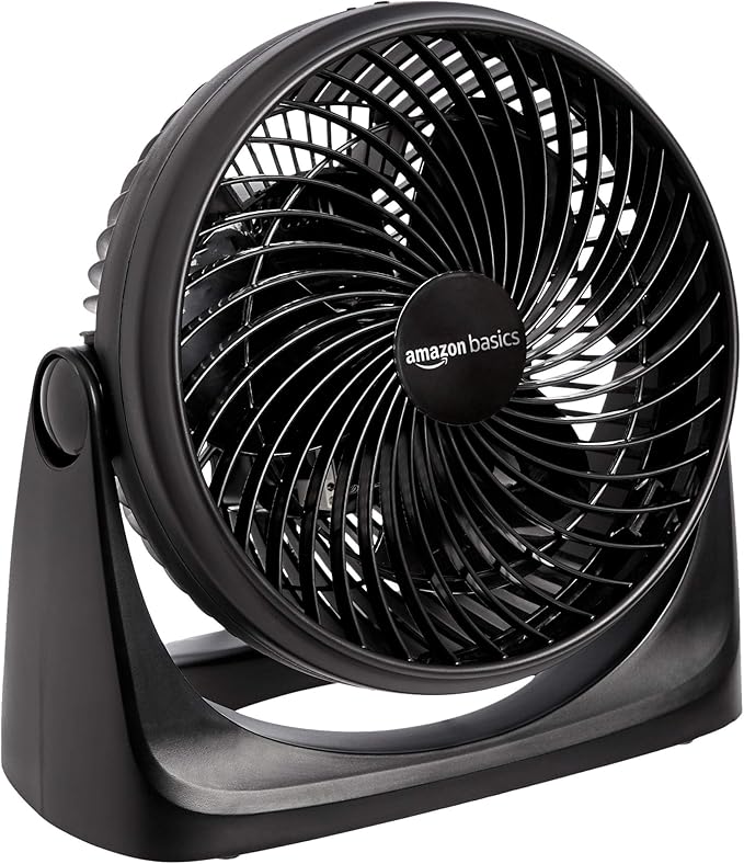 Amazon Basics Ventilador circulador de aire, ventilador de escritorio para dormitorio, hogar y oficina, con cabezal de inclinación de 90 grados, 3 ajustes de velocidad, ligero (3 libras), 35 vatios