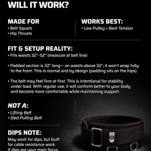 Multi-Attachment Belt for Cable Machine and Smart Home Gym Squats and Hip Thrusts, 5 Attachment Points for Optimal Weight Distribution, 2 Straps (40” & 27”) and 3 Metal Snap Hooks Included