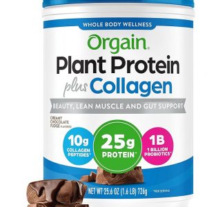 Orgain Protein Powder + Collagen, Creamy Chocolate Fudge - 25g of Protein, 10g Collagen Peptides, Type I & III, 1B CFU Probiotics, Supports Hair, Skin, Nail, Joint & Gut Health, Gluten Free - 1.6lb