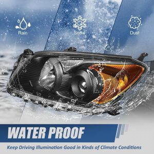 Auto Dynasty Headlights Assembly Compatible with 2009-2012 RAV4, OE Style UPGRADE Projector HeadLamps Replacement, Driver and Passenger Side, Black Housing Amber Corner