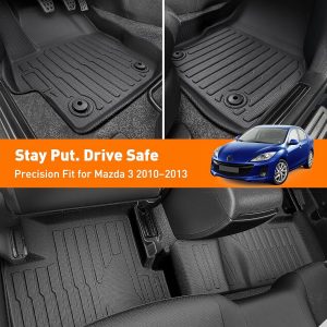 Forro y alfombrillas para maletero de automóvil para Mazda 3 Sedan (no para Hatchback): 2010 2011 2012 2013 protección de cobertura completa para todo tipo de clima, forro de piso de 1ª y 2ª fila+