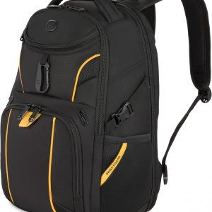 SwissGear 1900 Mini ScanSmart 16-Inch Backpack, Fits Up to 13-Inch Laptop, RFID Protection & ScanSmart TSA-Friendly Compartment, Black/Yellow