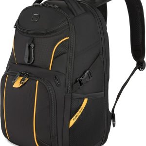 SwissGear 1900 Mini ScanSmart 16-Inch Backpack, Fits Up to 13-Inch Laptop, RFID Protection & ScanSmart TSA-Friendly Compartment, Black/Yellow