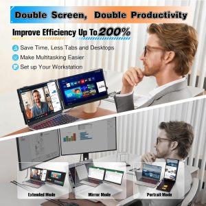 Laptop Screen Extender 14", Ultra Thin 0.27'' FHD 1080P Portable Monitor for Laptop 13-17.3", Plug n Play Extra Monitor Extender, Eye Care Second Screen for MacBook/Windows/Android/Switch/PS5