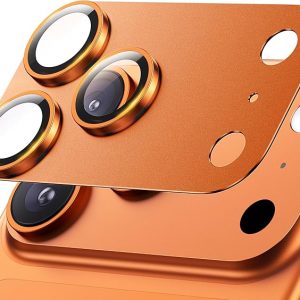 Hoerrye for iPhone 17 Pro Max Camera Lens Protector - [12FT Shatterproof Military Grade] [Strong Adsorption] 9H+ Tempered Glass Camera Screen Full Protective Cover Case Friendly,Cosmic Orange