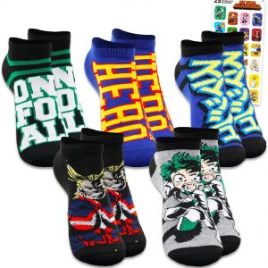 My Hero Academia Calcetines para mujer – 5 pares de marcadores de tamaño invisible 4-10 Plus | Set de regalo de ropa para mujeres, adolescentes, Varios colores