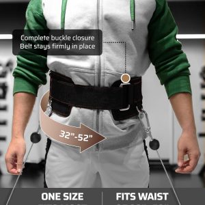 Multi-Attachment Belt for Cable Machine and Smart Home Gym Squats and Hip Thrusts, 5 Attachment Points for Optimal Weight Distribution, 2 Straps (40” & 27”) and 3 Metal Snap Hooks Included