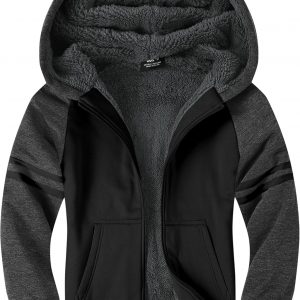ZITY Boys Zip Up Hoodie Fleece Jacket Kids Sherpa Lined Sweatshirts Outerwear Unisex Warm Winter Coat 6-15 Years Old