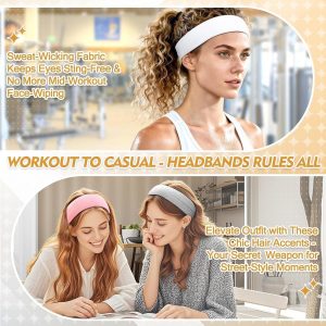 Headbands for Women Valentines Day Gifts for Her - 8 Pcs Head Bands Non Slip for Women's Hair Accessory Stretchy Fabric Headband for Workout Sport Yoga Running Christmas Birthday Gifts for Women
