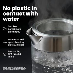 Viante Electric Kettle With Infuser. No Plastic In Contact With Water. Hot Tea Maker With Temperature Control And Automatic Shut Off. Tea Kettle With Brewing Programs. 1.5 Liters Capacity