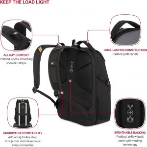 SwissGear 1900 Mini ScanSmart 16-Inch Backpack, Fits Up to 13-Inch Laptop, RFID Protection & ScanSmart TSA-Friendly Compartment, Black/Yellow