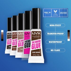 NYX PROFESSIONAL MAKEUP The Brow Glue, Gel de cejas teñido de sujeción extrema - Marrón oscuro