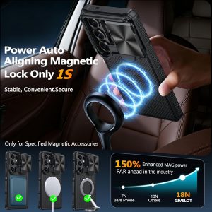 Funda magnética para Samsung Galaxy S26 Ultra, [funda deslizante para cámara con soporte] [compatible con Magsafe] [protección de grado militar] a prueba de golpes para Galaxy S26 Ultra, color