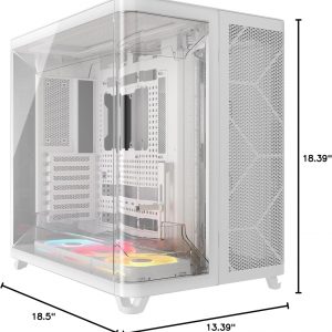 CORSAIR AIR 5400 LX-R RGB iCUE Link - Carcasa panorámica de PC de torre media de triple cámara - 3 ventiladores LX-R RGB de rotor inverso preinstalados, conductos de bajo ruido y alto flujo de aire
