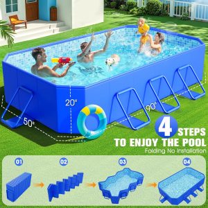Piscina plegable, piscina grande no inflable para niños, piscinas plegables para adultos, carcasa de plástico duro, gruesa de gran tamaño, piscinas plegables portátiles para niños para patio trasero