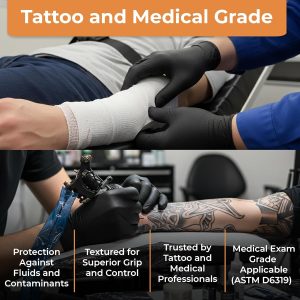 ASAP Black Nitrile Gloves Disposable Latex Free 4 Mil, Powder Free, Food Safe, Medical, Tattoo, Cleaning Gloves