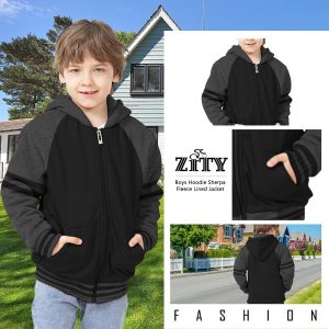 ZITY Boys Zip Up Hoodie Fleece Jacket Kids Sherpa Lined Sweatshirts Outerwear Unisex Warm Winter Coat 6-15 Years Old