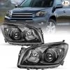 SOCKIR Headlight Assembly Fit for 2009 2010 2011 2012 Toyota Rav4 09 10 11 12 Rav 4 Halogen Replacement Headlamp Black Housing with Clear Reflector Driver and Passenger Side