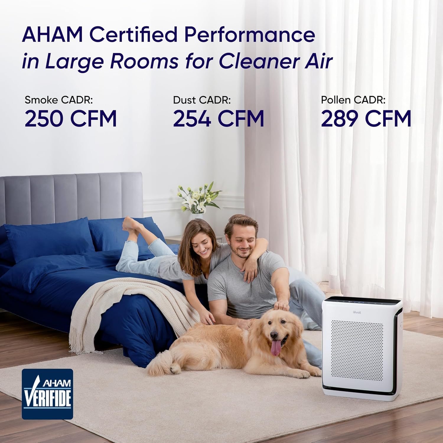 LEVOIT Purificadores de aire para el hogar, habitación grande de hasta 1875 pies cuadrados, con prefiltro lavable, verificación AHAM, monitor de calidad del aire, modo de sueño HEPA para alergias, pelo de mascotas en el dormitorio, Vital 200S-P, color blanco