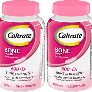 Caltrate 600 Plus D3 Calcium and Vitamin D Supplement Tablets, Bone Health Supplements for Adults - 120 Count (Pack of 2)