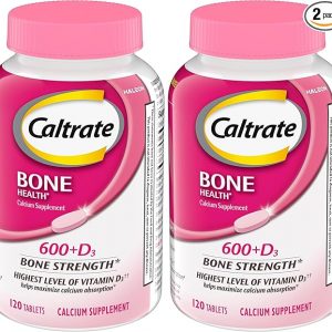 Caltrate 600 Plus D3 Calcium and Vitamin D Supplement Tablets, Bone Health Supplements for Adults - 120 Count (Pack of 2)