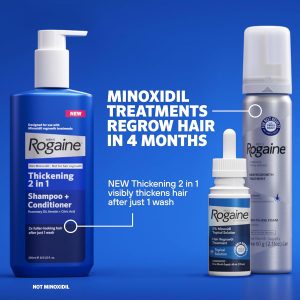 Rogaine para hombres 5% Minoxidil para hombres en espuma, crecimiento clínicamente probado para cabello adelgazado, tratamiento tópico para la pérdida de cabello, aerosol tópico sin perfume