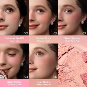 Flower Knows The Sweetie Bear Collection Silk Satin Blush,Talc-Fre Warm Red Brown Powder Blush,Buildable & Blendable,Sun-Kissed Cheek Color for Energized Finish,Gift-Worthy(05 Bear Biscuit)