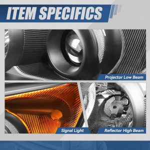 Auto Dynasty Headlights Assembly Compatible with 2009-2012 RAV4, OE Style UPGRADE Projector HeadLamps Replacement, Driver and Passenger Side, Black Housing Amber Corner