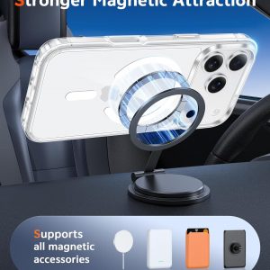 FNTCASE for iPhone 17 Pro-Max Case: Clear Magnetic Phone Cases with Screen Protector Compatible with Magsafe Slim Anti Yellowing Rugged Shockproof Protective Transparent Cell Cover (A-Clear)