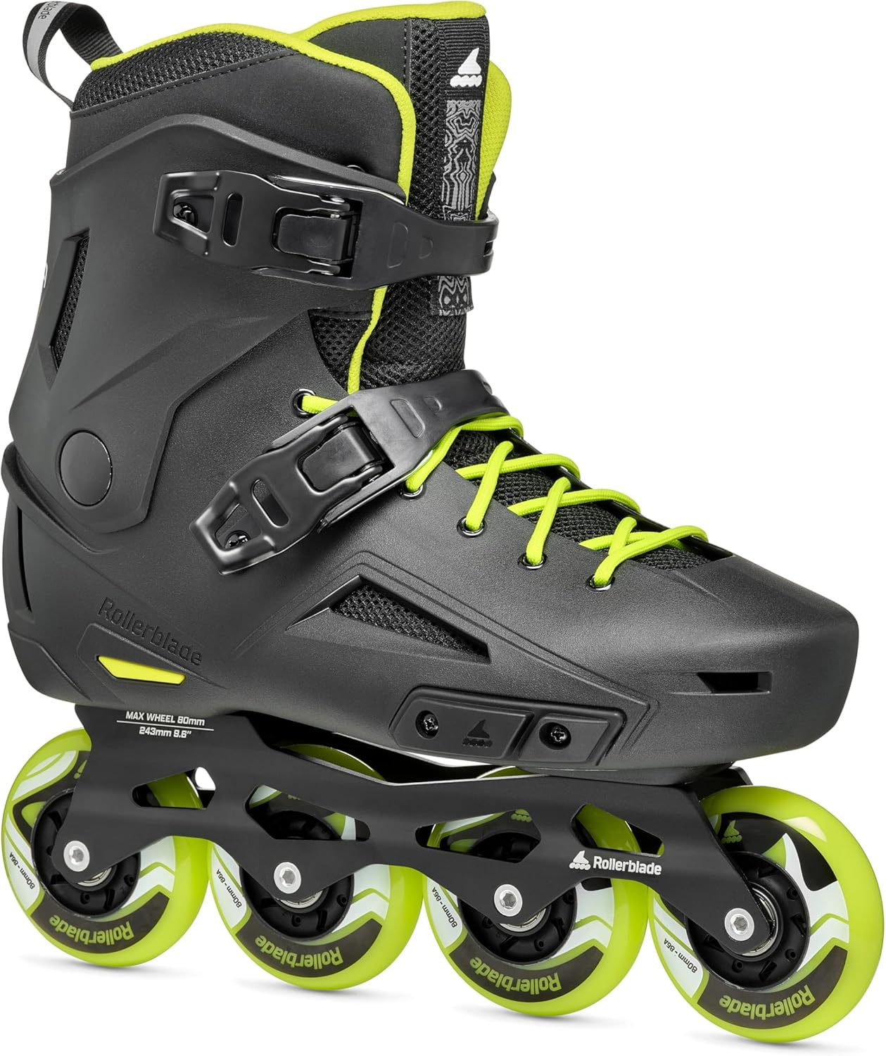 Rollerblade Lightning Men's Urban Inline Skate, Black and Lime