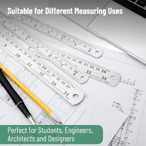 Mr. Pen - Reglas de acero, reglas de metal de 15, 20, 30 y 35 cm, paquete de 4 unidades