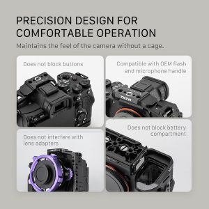 Tilta Kit Pro de jaula para cámara Alpha 7V, A7V, A7IV, A7R V | Mango superior Xeno | Mango lateral ajustable | Abrazadera de cable HDMI | Placa base Arca-Swiss | Soporte de varilla LWS de 0.591 in |