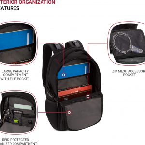 SwissGear 1900 Scansmart Mini/Slim Version, Fits Most 13 Inch Laptops and Tablets, TSA Friendly Backpack, Black